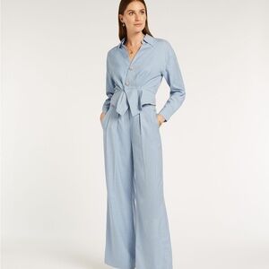 JOSH V Avery Fitted Peplum Blouse with high ~rise ultra wide leg Rivka pants